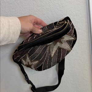 Embroidered Black and Gold Women's Bag (Fanny pack)